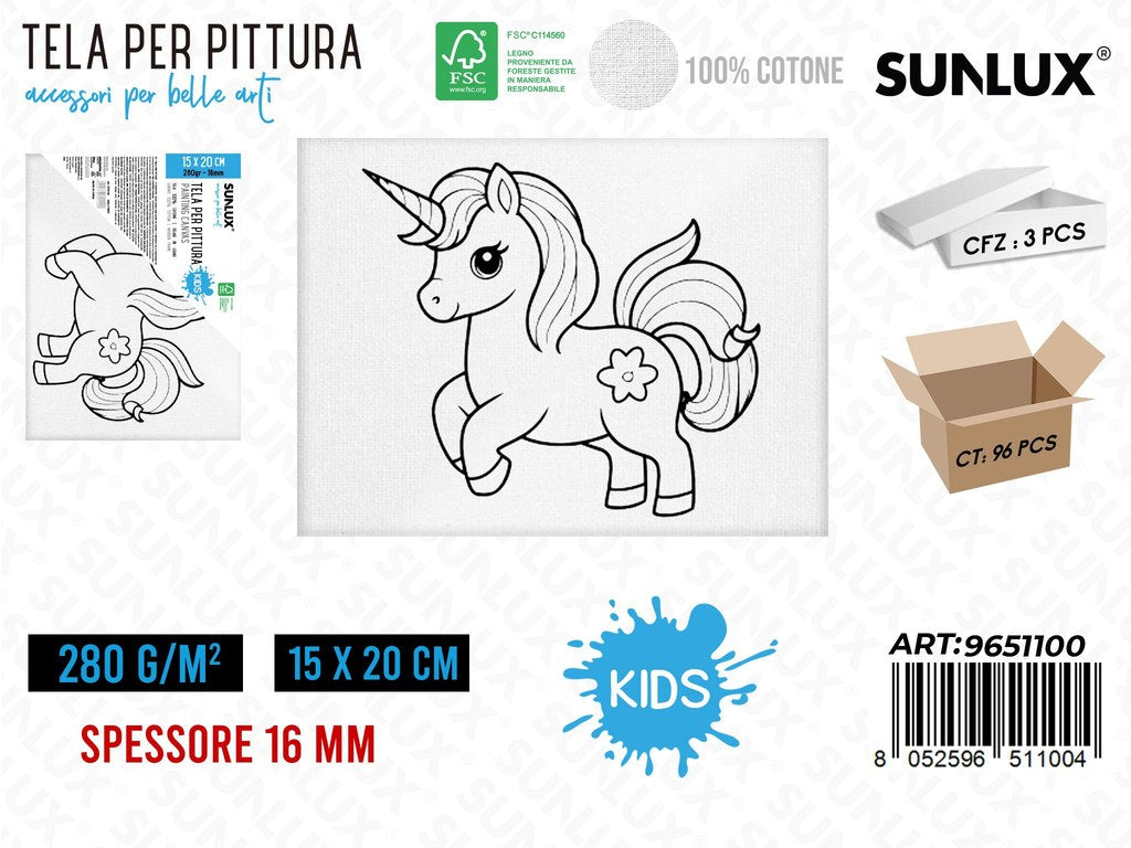 Sunlux Tela per Pittura Kids 15*20CM 16MM 280GR