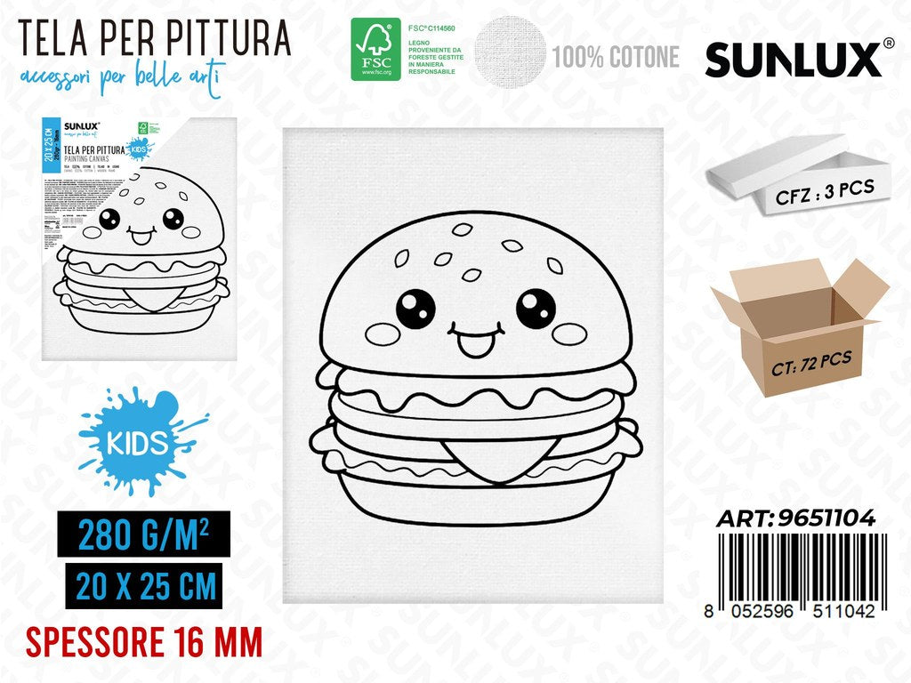 Sunlux Tela per Pittura Kids 20*25CM 16MM 280GR