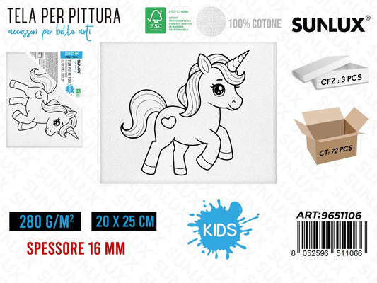 Sunlux Tela per Pittura Kids 20*25CM 16MM 280GR