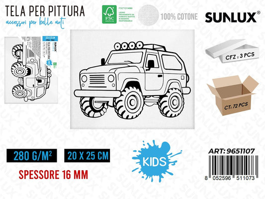 Sunlux Tela per Pittura Kids 20*25CM 16MM 280GR