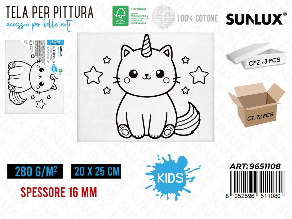 Sunlux Tela per Pittura Kids 20*25CM 16MM 280GR