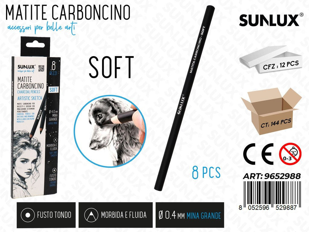 Sunlux Matite Carboncino Soft 8PCS 0.4MM
