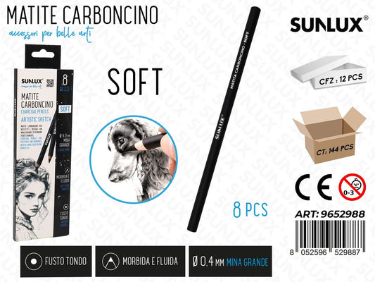 Sunlux Matite Carboncino Soft 8PCS 0.4MM