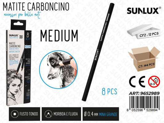 Sunlux Matite Carboncino Medium 8PCS 0.4MM