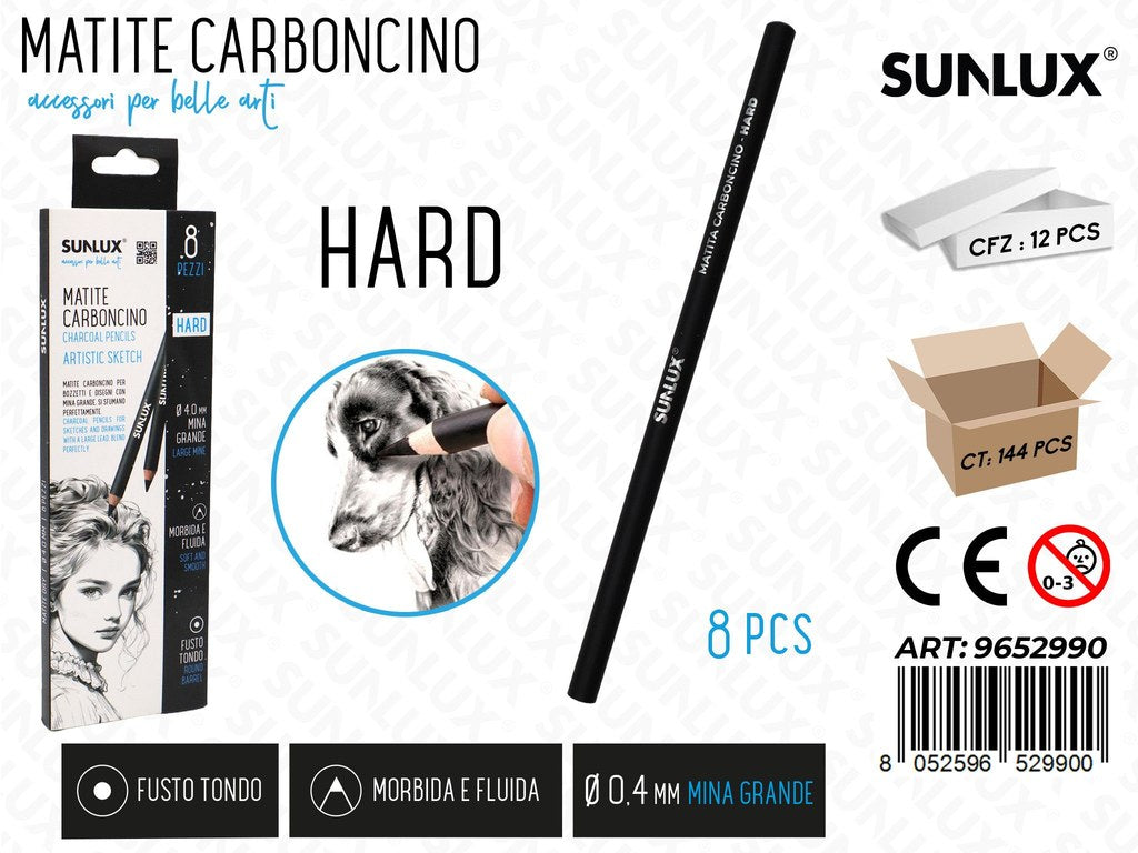 Sunlux Matite Carboncino Hard 8PCS 0.4MM