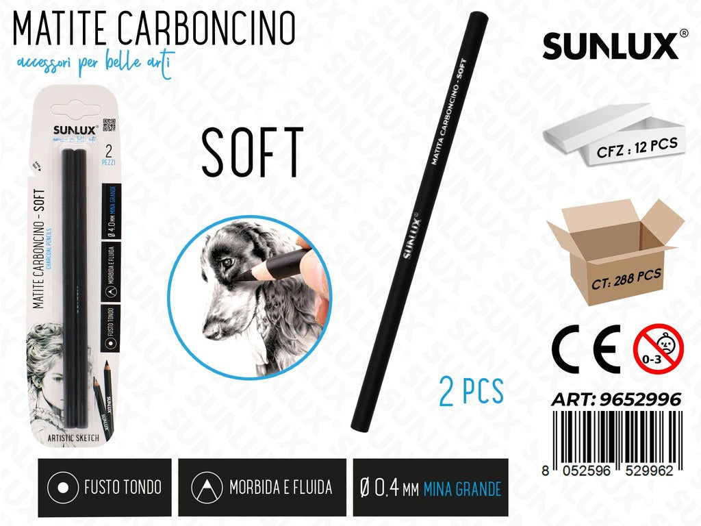 Sunlux Matite Carboncino Soft 2PCS 0.4MM