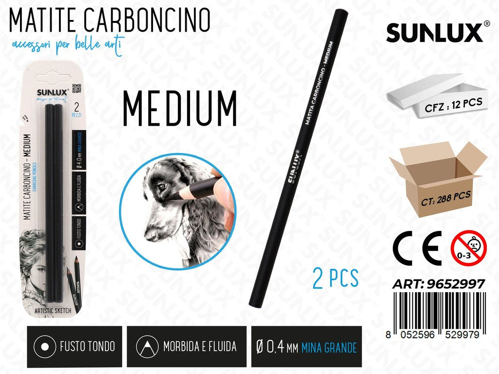 Sunlux Matite Carboncino Medium 2PCS 0.4MM