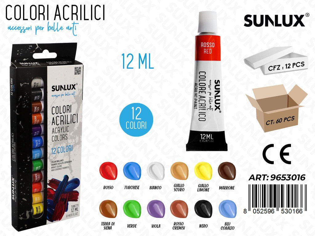 Colori Acrilici Tubetto 12COL. 12ML