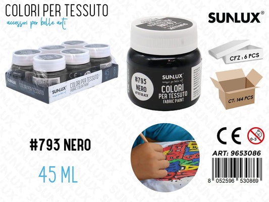 Sunlux Colori per Tessuto 793 Nero 45ML