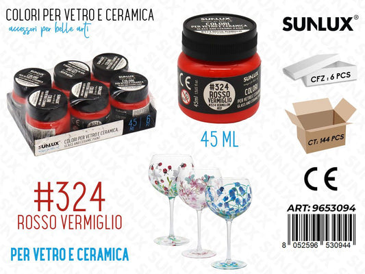 Sunlux Colori Vetro Ceramica 324 Rosso Vermiglio 45ML