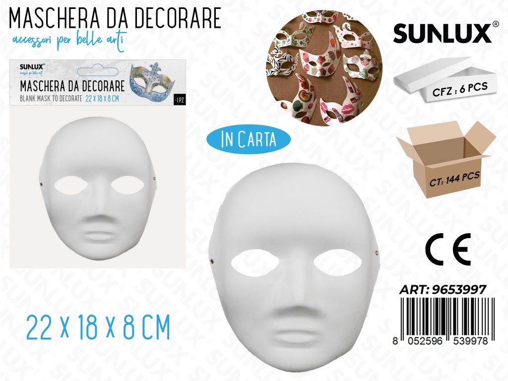 Maschere da Decorare in Carta 22*18*8CM