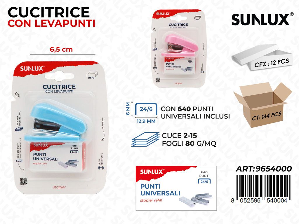Sunlux Cucitrice c/ Punti Uni. Ass. 6.5CM