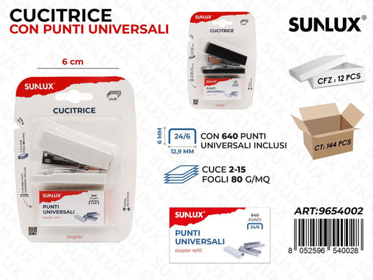 Sunlux Cucitrice c/ Punti Univers. Ass. 6CM