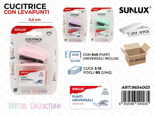 Sunlux L. Pastel Cucitrice c/ Punti Uni. Ass. 6.5CM
