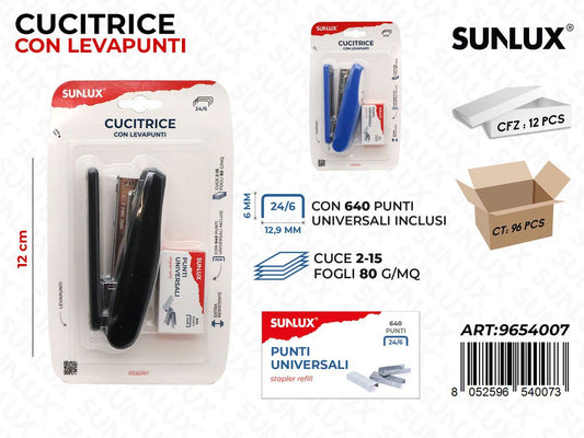 Sunlux Cucitrice c/Punti Uni. Ass. 12 Cm
