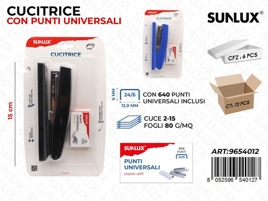 Sunlux Cucitrice c/Punti Uni. Ass. 15CM