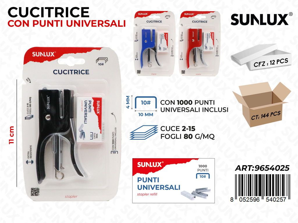 Sunlux Cucitrice c/Punti Uni. Ass. 11CM