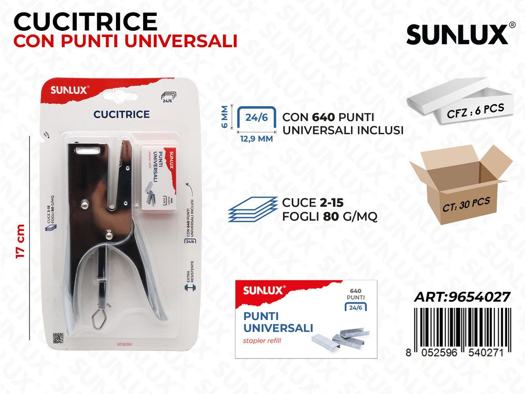 Sunlux Cucitrice c/Punti Uni. 17CM