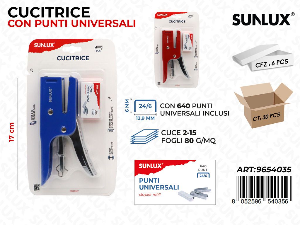Sunlux Cucitrice c/Punti Uni. Ass. 17CM