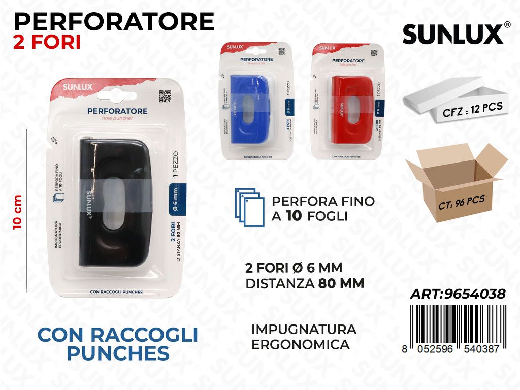 Ssunlux Perforatore 2 Fori Ass. 10FF 10CM
