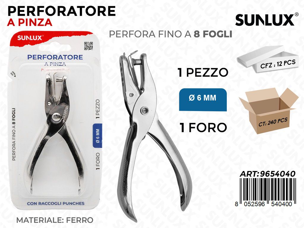 Sunlux Perforatore a Pinza 1FORO D.6MM