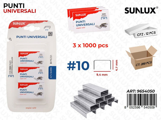 Sunlux Punti Universali 3 X 1000PCS 9.4*4.7MM