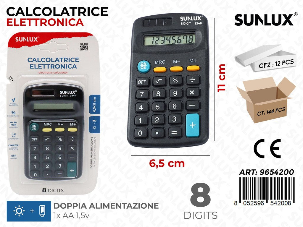 Sunlux Calcolatrice Elettr. 8FUNZ. 6.5*11CM