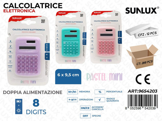 Sunlux Calcolatrice Elettr. Pastel Mini 6*9.5CM