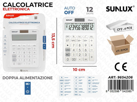 Sunlux Calcolatrice Elettronica Bianco 13.5*10CM