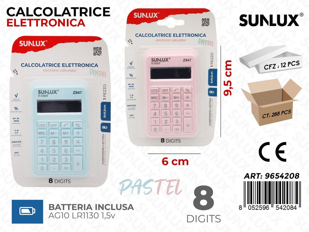 Sunlux Calcolatrice Elettr. 8FUNZ. 6*9.5CM Ass.