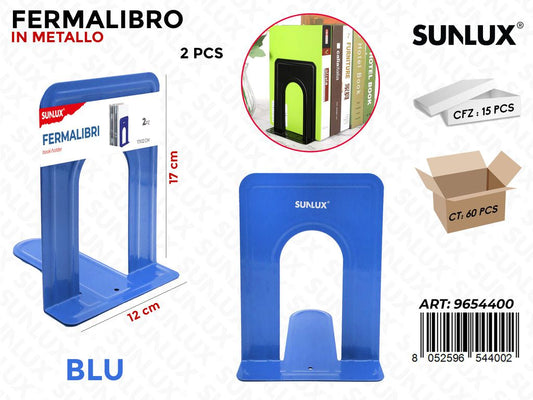 Fermalibri in Metallo Blu 12*17CM 2PCS /Coppia da 15