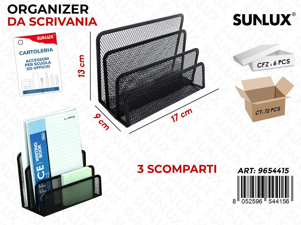 Sunlux Orgnizer Scrivania Metallo 3SCOMP. 17*13*9CM