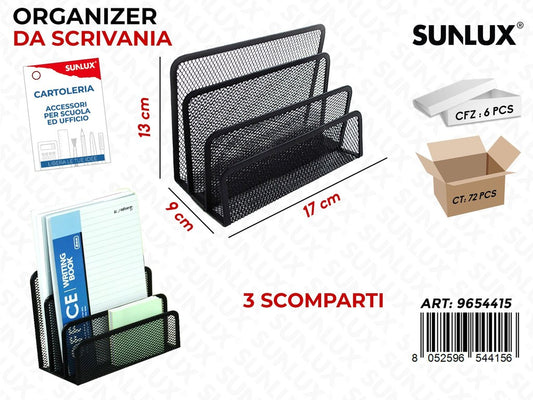 Sunlux Orgnizer Scrivania Metallo 3SCOMP. 17*13*9CM