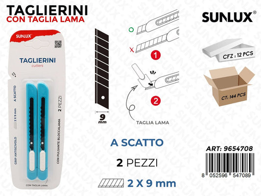 Sunlux Taglierino c/ Aper. Scatto 2PCS 9MM