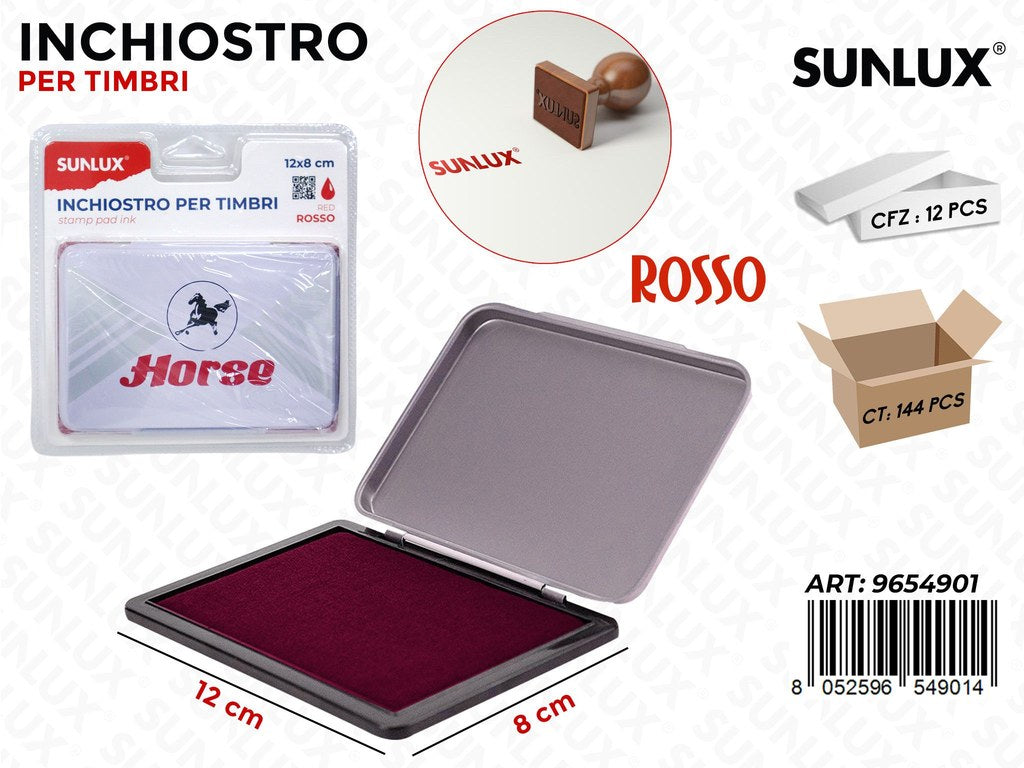 Sunlux Inchiostro per Timbro Rosso 12*8CM