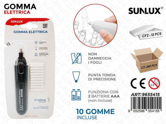 Sunlux Gomma Elettrica Nero c/10 Ric.