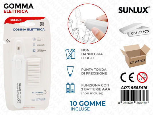 Sunlux Gomma Elettrica Bianco c/10 Ric.