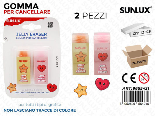 Sunlux Gomma per Cancellare Stars Heart 2PCS