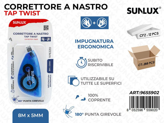 Sunlux Correttore a Nastro Tap Twist 5MM*8MT