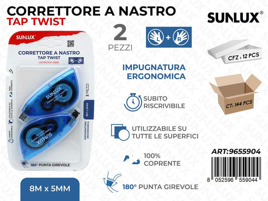Sunlux Correttore a Nastro Tap Twist 2PCS 5MM*8MT