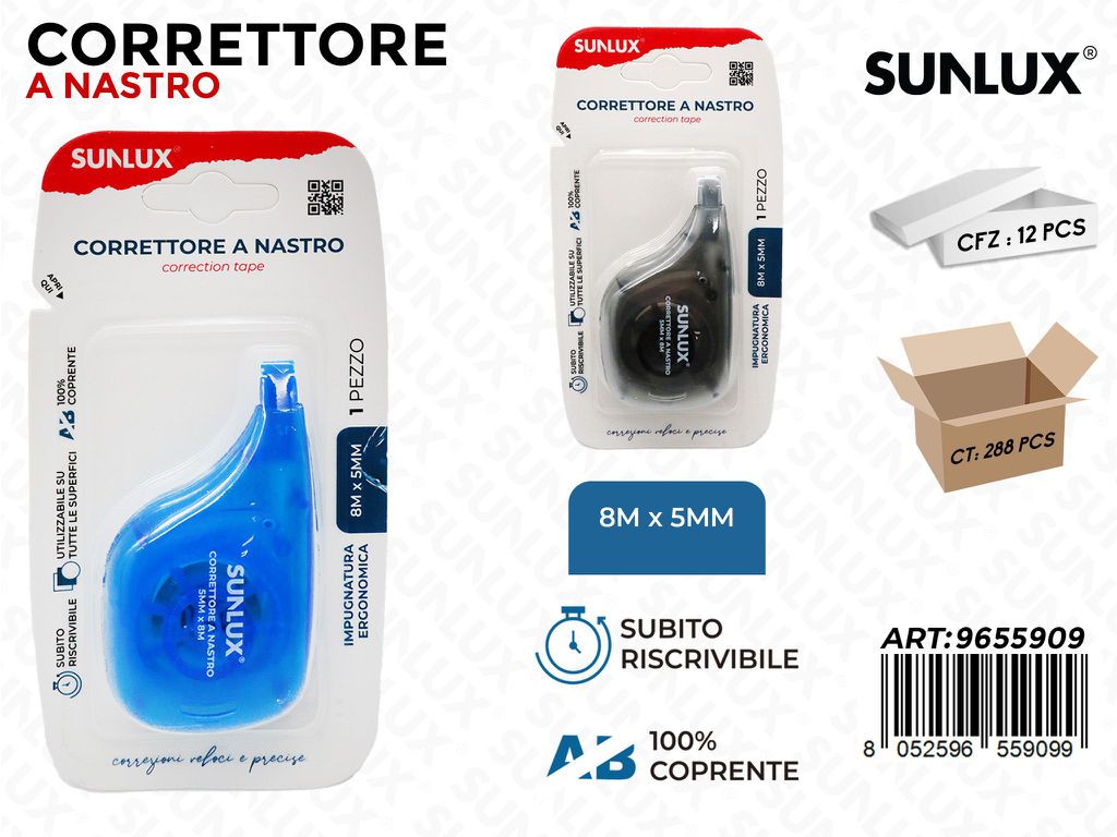 Sunlux Correttore a Nastro 5MM*8MT Ass