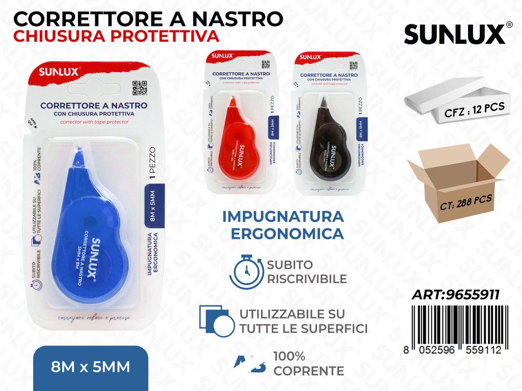 Sunlux Correttore a Nastro Chiusura Prot. 2PCS 5MM*8MT