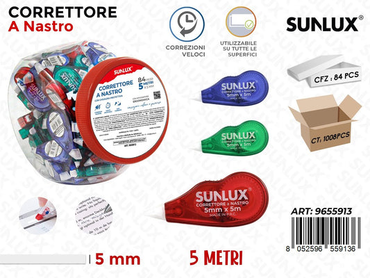 Sunlux Bar. Correttore a Nastro Ass. 5MM*5MT