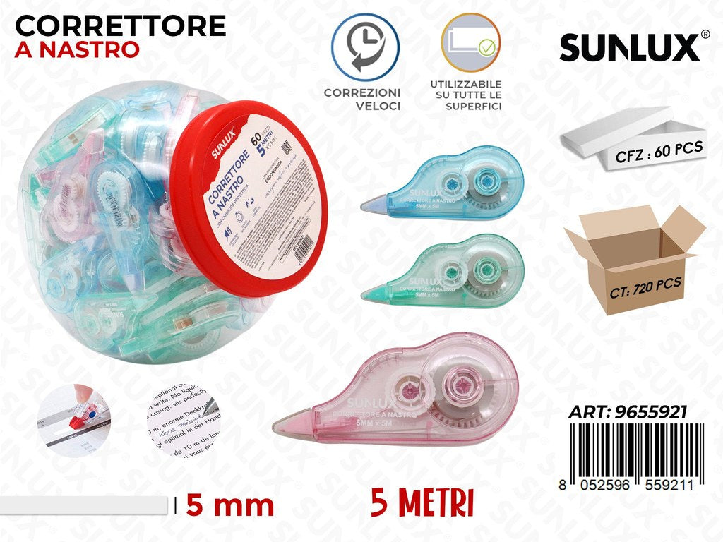 Sunlux Bar. Correttore Nastro Ass. 5MM*5MT