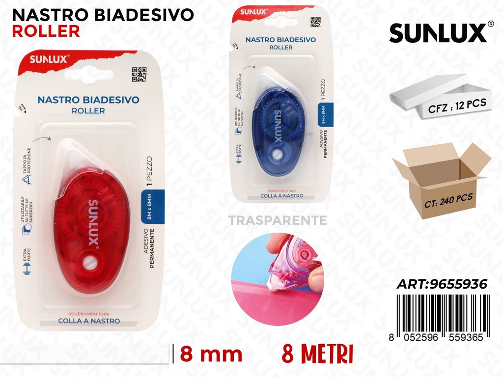 Sunlux Nastro Biadv. Trasp. Roller 2COL. 8MM*8MT