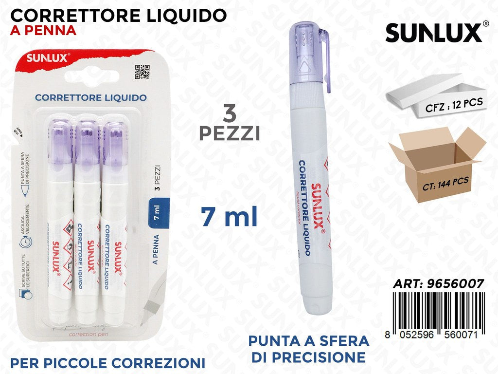 CORRETTORE LIQUIDO PENNA 3PCS 7ML