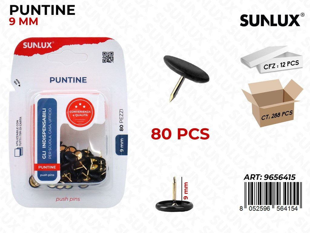 PUNTINE NERO 80PCS 9MM