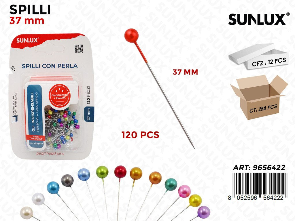 Sunlux Spilli c/ Perla Ass. 120PCS 37MM