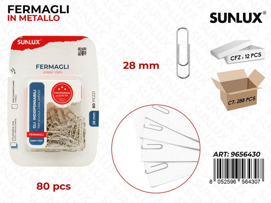 Sunlux Fermagli in Metallo 80PCS 28MM