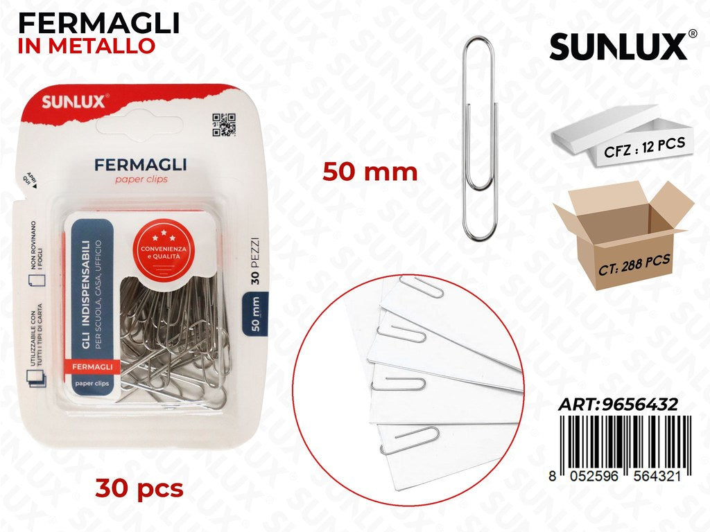Sunlux Fermagli in Metallo 30PCS 50MM